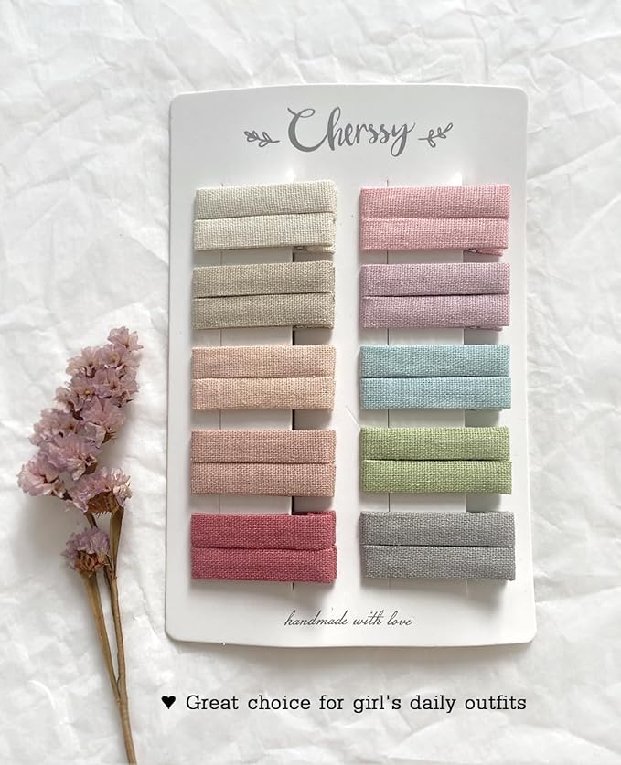 Cherssy Hair Clips for Baby Girls' Fine Hair, 20Pcs Solid Colors Fully Lined Alligator Clips for Toddlers Kids School Age Girls, Handmade Hair Accessories and Barrettes