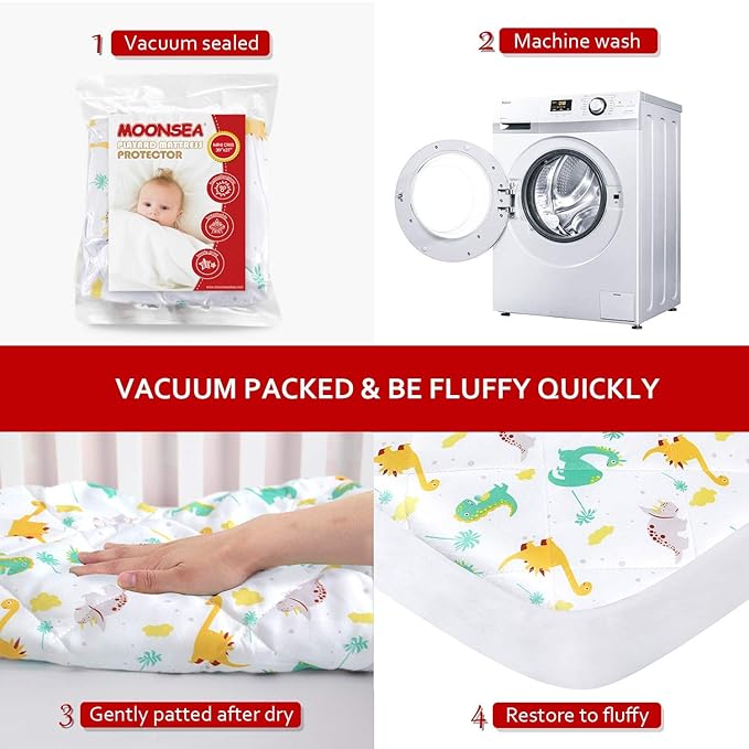 Pack and Play Sheets Fitted, Breathable Thick Playard Lovely Print Cover 39"×27"×5" Compatible with Graco Pack n Play, Dinosaur