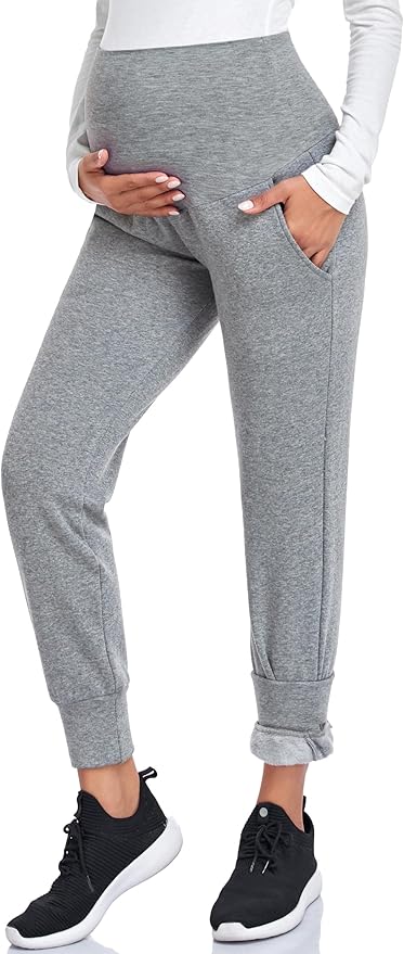 AMPOSH Women's Maternity Pants Stretchy Lounge Workout Sweatpants Casual Loose Comfy Pregnancy Joggers with Pockets