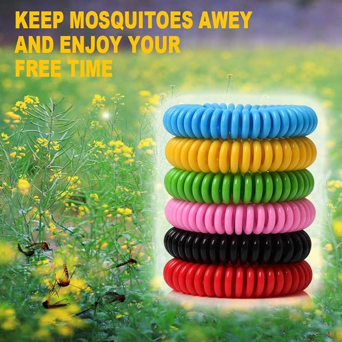 Mosquito Bracelets, 50 Pack Individually Wrapped, DEET Free, Natural and Waterproof Band for Adults & Kids