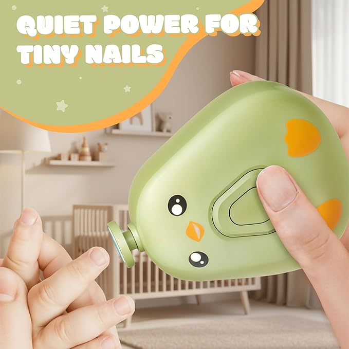 Electric Baby Nail Trimmer – Safe and Quiet Nail File for Infants and Kids, 6 Grinding Heads, Low Vibration & Gentle Power for The Care of Your Baby