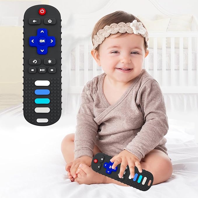 YAPROMO Baby Teething Toys,Reomte Teether Toys, Silicone Chew Toy for Babies 18+ Months, Remote Control Shape Teething Toys, Early Educational Toy BPA Free & Refrigerator Safe