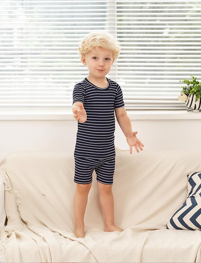 AVAUMA Stripe Pattern Baby Boys Girls Pajama Set Kids Toddler Snug fit Ribbed Sleepwear pjs for Daily Life Style