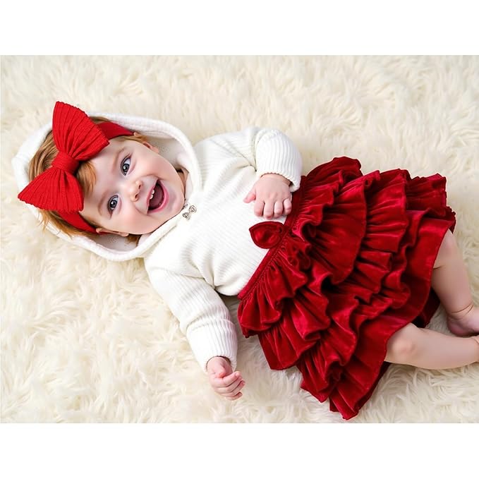 Valentines Baby Girl Bows Newborn Headband Stretchy Double Bows Soft Infant Toddlers (Red white pink)