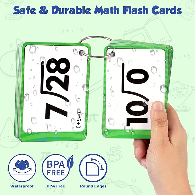 Multi Math Flash Cards, Addition, Subtraction, Multiplication & Division, Write & Wipe with Markers, Self - Checking Flashcards for Kids Grades 1-5 & Homeschool