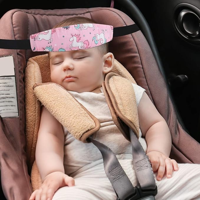 Baby Carseat Head Support,Car seat Straps Pillow Support Ban,Stroller Neck Relief Strap Headrest,Slumber Sling Sleep Positioner for Toddler Infants Child Children Kids(Pink Unicorn -2 Pack)