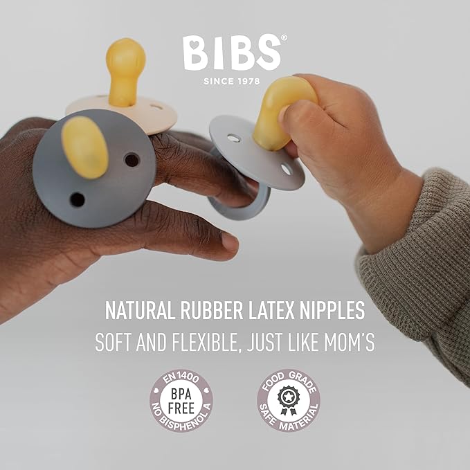 BIBS Pacifiers 0-6 Months | 3-Pack Soothers | BPA-Free Round, Anatomical & Symmetrical Nipple | Made in Denmark | Ivory Try-It Collection (Blush)