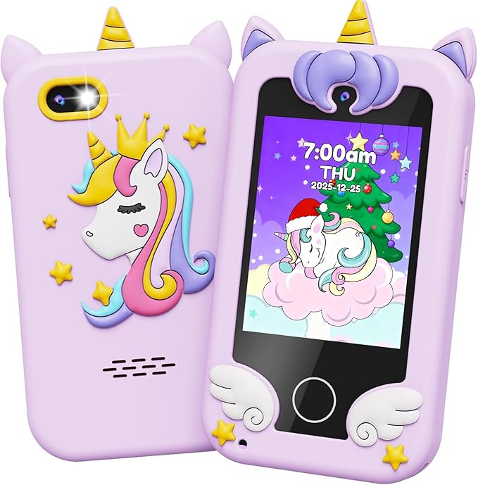 UCIDCI Kids Smart Phone for Girls Ages 3-7 with Dual Camera - Learning Games, Travel Toy with MP3 Music Player for Christmas, Birthday Gifts for 3-7 Year Old Boys
