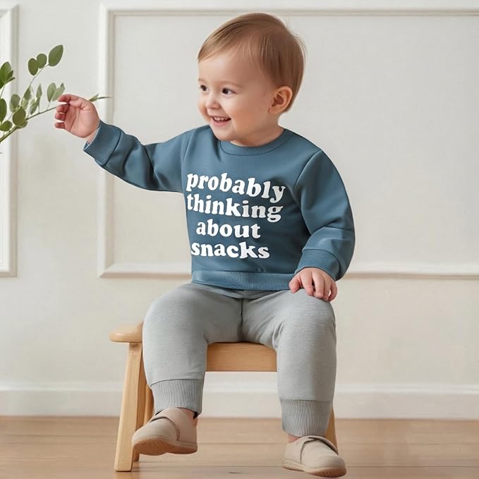 Infant Baby Boy Fall Clothes Set Funny Letter Sweatshirt Pant Outfit Toddler Winter Clothes 6 12 18 Months 2T 3T