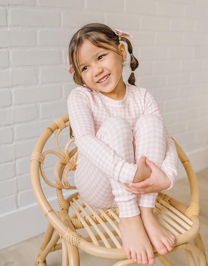 moimoln Baby Toddler Pajama Set Snug-Fit Cotton Modal Sleepwear, Leopard, Check & Solid Mix (6M-8Y, 1/2 Pack)