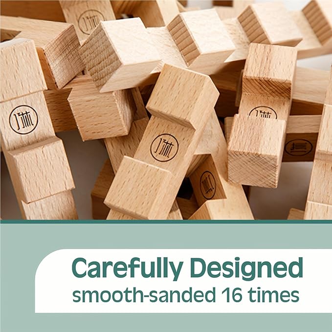 Toy Camel STEM Wooden Building Blocks - 15+ Shapes, 3D Puzzle, Brain Games, Educational Toys Gift for Kids and Classroom, Montessori STEM Toys for Ages 5+ and Teens-37 Pcs