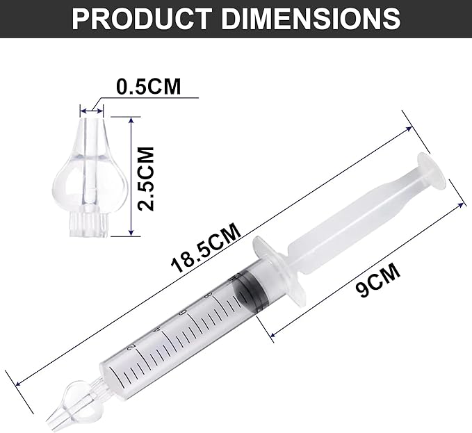 Baby Nasal Aspirator, 1 Pack, 4 Pieces - Safe and Reusable Silicone Nasal Aspirator for Newborn - Infant Mucus Removal with 10ml Nose Cleaner Syringe - Nasal Spray/Nasal Hygiene