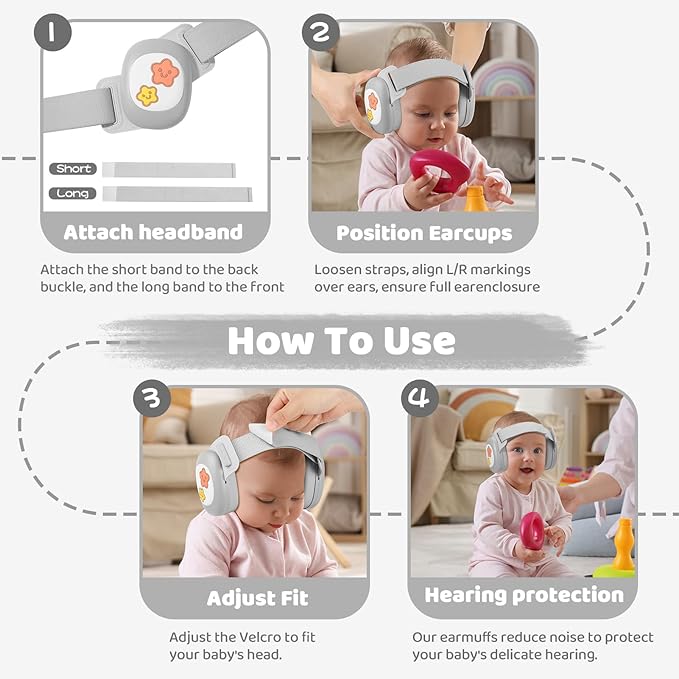 Baby Earmuffs,Infant Noise Cancelling Headphones with Star Pattern, Infant Ear Protection for Toddler 0-48 Months,Baby Travel Essentials for Airplane/Improves Sleep