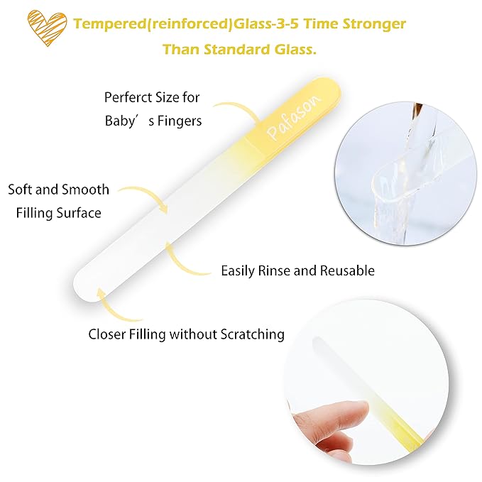 PAFASON Baby Round Tip Safety Manicure Nail Scissors and Baby Glass Nail File Set, Stainless Steel, Czech Float Glass, Ideal for Infant, Newborns, Babies Toddlers
