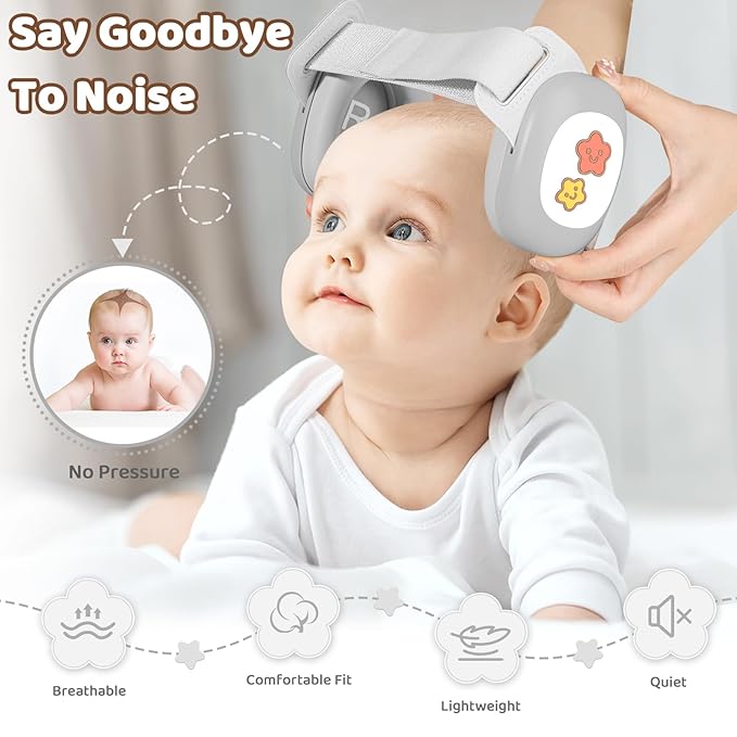 Baby Earmuffs,Infant Noise Cancelling Headphones with Star Pattern, Infant Ear Protection for Toddler 0-48 Months,Baby Travel Essentials for Airplane/Improves Sleep