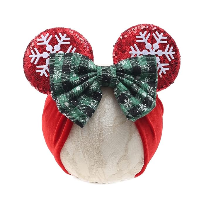 Baby Girl Mouse Ears Turban Headband, Velvet Hair Bow Headwrap, Wide Hairband for Newborn Infant Toddler, Fashion Headwear Party Supplies