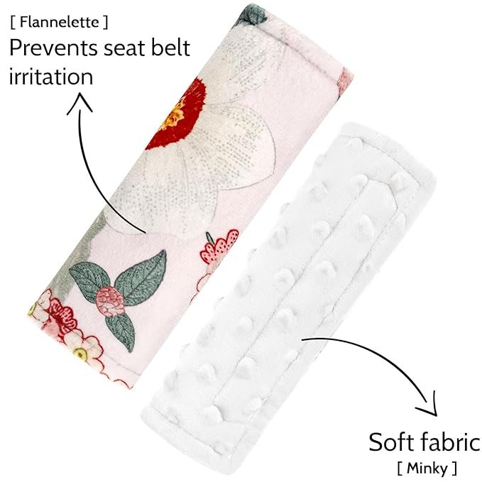 TANOFAR Baby Car Seat Strap Pads, Soft Carseat Straps Covers, Car Seat Straps Shoulder Pads for Girls, Seat Belt Cover Pad for Kids, Suitable for Baby Car Seat, Pushchair, Stroller, Hibiscus Flower