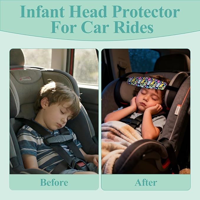 4Pack Baby Head Support for Car Seat, Adjustable Airplane Head Strap for Sleeping - Toddler Car Seat Head Support Pillow with Safety Rest Design for Infant and Child