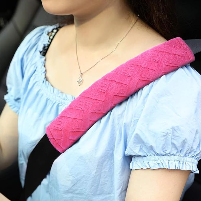 surpassme Car Seat Belt Pads Covers, 2PCS Seat Belt Shoulder Strap Covers Protector to Release Stress to Your Neck and Shoulder for a Safety Driving(Pink)