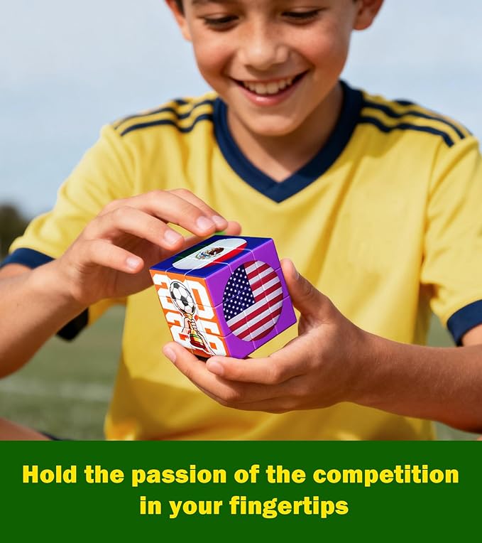 2026 World Soccer Cup Themed 3x3 Cube Puzzle, Football Sports Celebration Twist Cubes Brain Teaser Fidget Toy, Collectible Decor for Sport Fans