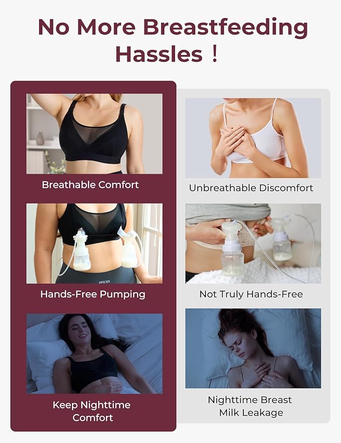 Momcozy Mesh Support Pumping Bra Hands Free Suitable for 36C-44G, Comfortable Plus Size Pumping and Nursing Bra in One