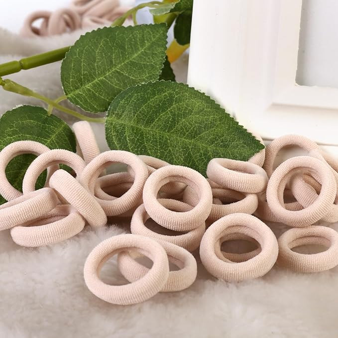 300PCS Blonde Girls Hair Ties, Seamless Toddler Hair Bands No Damage, Cotton Small Hair Ponytail Holders and Mini Kids Elastic Holders No Crease, Blond (Diameter 0.97 Inch) by NSpring