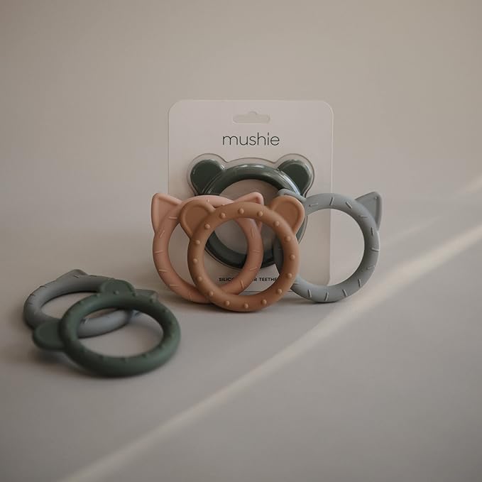 mushie Silicone Baby Teether Toy | Bear (Dried Thyme)
