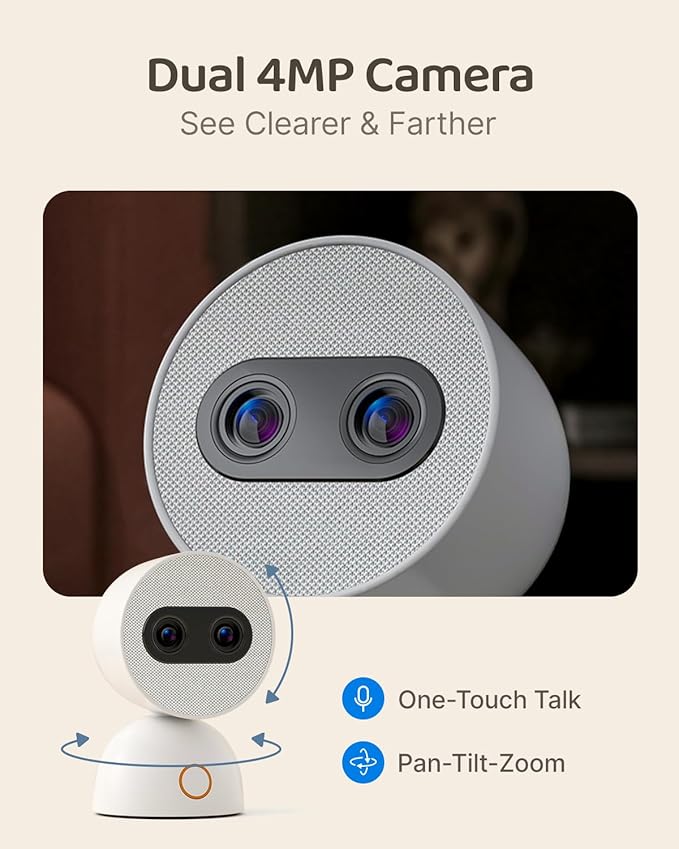 Simsky Split Screen Video Baby Monitor with 2 Cameras, Dual 4MP Cameras with 6X Zoom, 7" UHD Touch Screen Portable Audio Baby Monitor, App Remote Access 32GB Local Storage