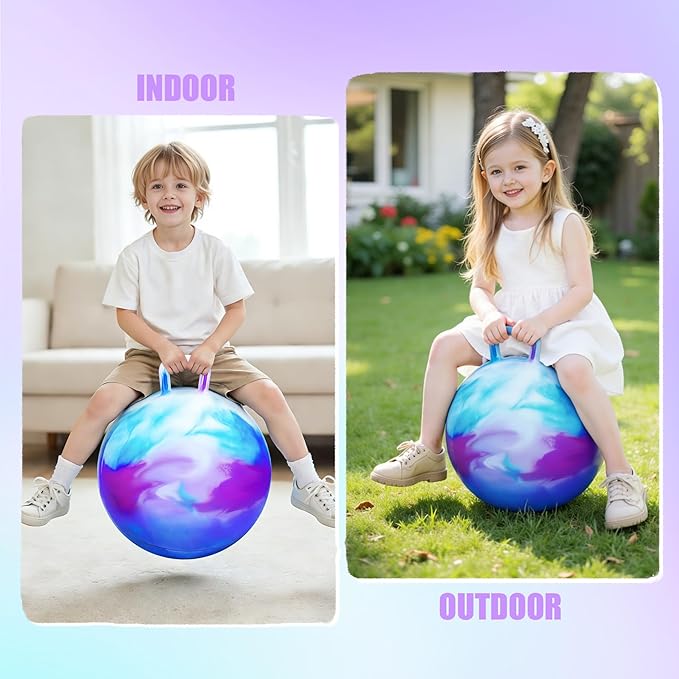 Upper Rider Easter Basket Stuffers for Kids, Hopper Ball for Kids 3-6, Bounce Ball with Handle for Age 3 4 5 6,18" Hopping Ball Toy for Indoor Outdoor Camping Gift Purple Blue