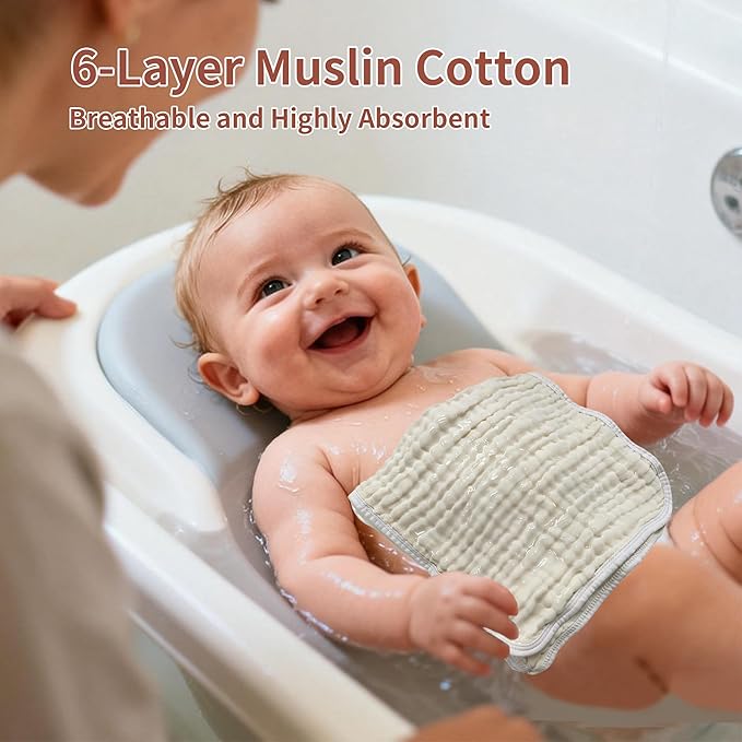 Baby Washcloths and Burp Cloths,20 x 10 Inches,Perfect as bath towels,face cloths,spit-up rags,burp cloths,and more.Suitable for newborns,infants,and toddlers(Medium Khaki,Off-White, Light pink)