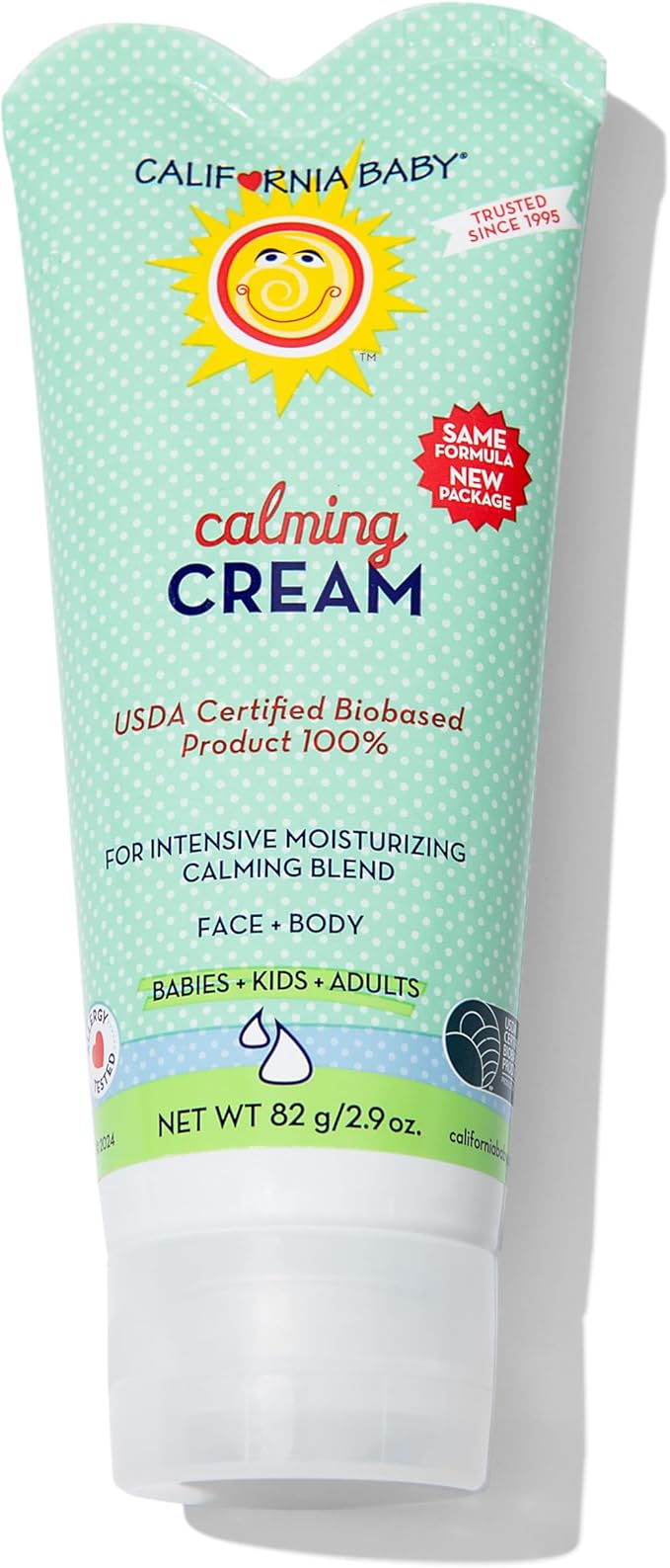 California Baby Calming Cream | 100% Plant-Based Moisturizer | Lavender Baby Lotion | Face Moisturizer For Dry Skin | Hypoallergenic | 2.9 oz / 82g