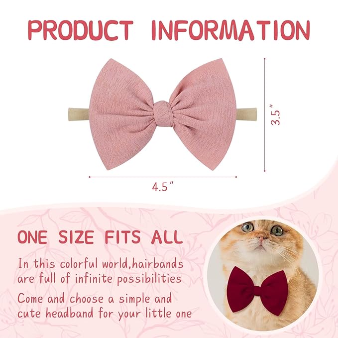 YanJie 4.5'' Baby Girls Soft Nylon Headbands Newborn Bows Handmade Hairbands Hair Accessories for Newborn Infant Toddler Kids 16Pcs