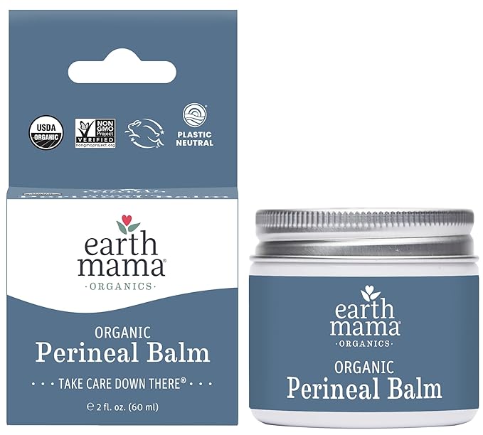 Earth Mama Organic Perineal Balm | Naturally Cooling Herbal Salve for Pregnancy and Postpartum Relief with Witch Hazel & Calendula, Feminine Care Essentials, No Benzocaine or Butane, 2-Fluid Ounce
