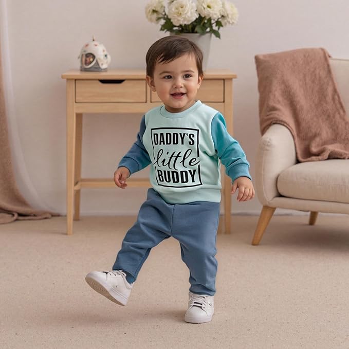 Infant Baby Boy Fall Clothes Set Funny Letter Sweatshirt Pant Outfit Toddler Winter Clothes 6 12 18 Months 2T 3T