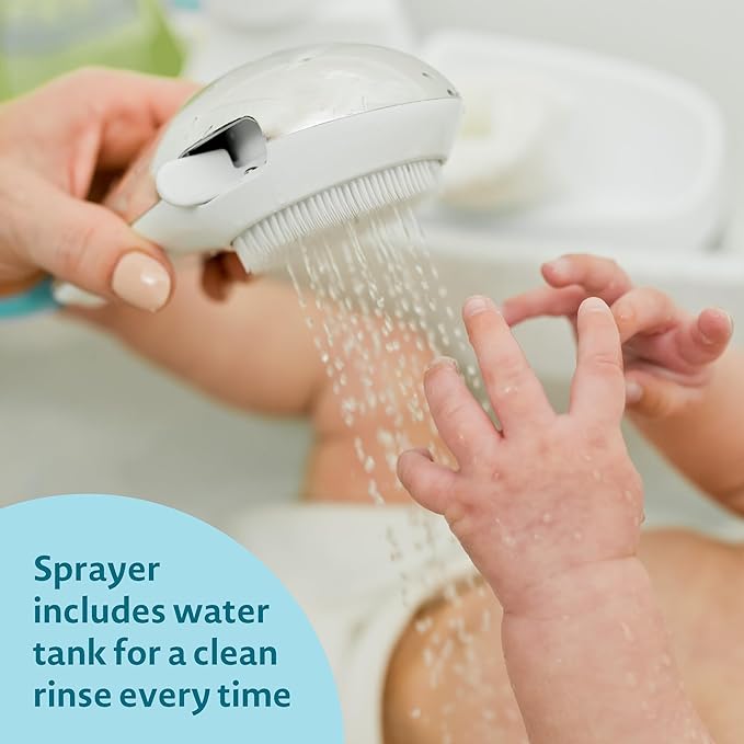 The First Years Rain Shower Baby Spa Bathtub Set – Includes Infant Sling, Soothing Spray Shower Head, Fresh Water Tank and Built-in Soft Brush – 3-in-1 Newborn to Toddler Design –Baby Bath Essentials