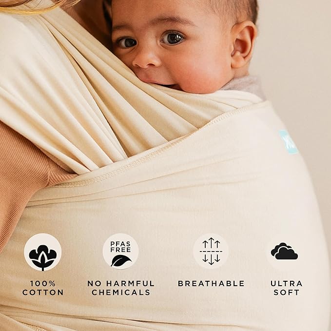 Moby Baby Wrap Carrier Classic for Newborns to Toddlers (8-33lbs), Infant Sling Carrier, Lightweight & Hands Free Design, Adjustable for All Body Types (Sand Dollar)