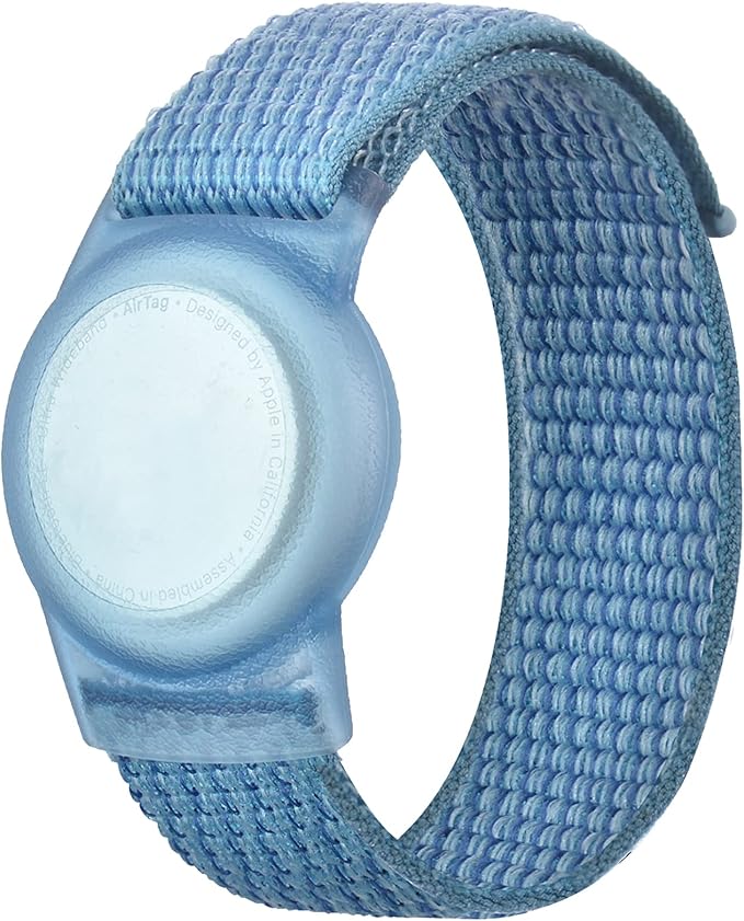 Kids Wristband Compatible with Apple AirTag, Protective Case for Air Tag GPS Tracker Holder with Nylon Bracelet, Adjustable Anti Lost Watch Band for Toddler Child Elder(Blue)