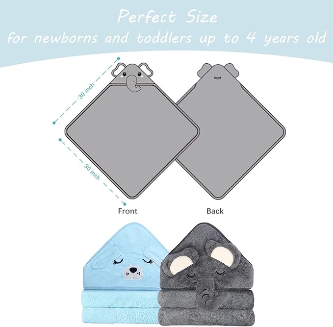 Hooded Baby Towels - Premium Ultra Soft Organic Baby Bath Towel – Absorbent and Hypoallergenic Towels for Baby Boy Girl, Toddler, Newborn Essentials (Blue)