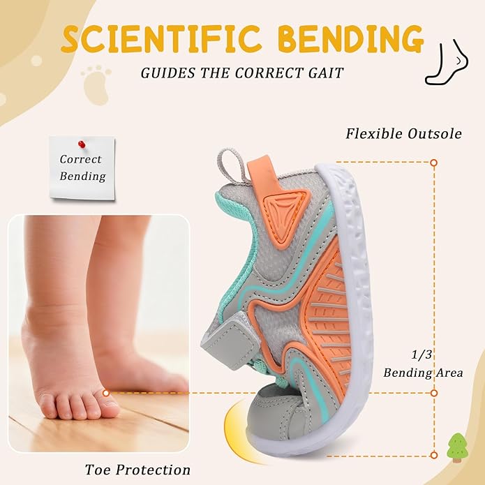 L-RUN Baby Shoes Boys Girls First Walkers Breathable Infant Sneakers Flexible Non-Slip Sole Walking Shoes for Toddlers