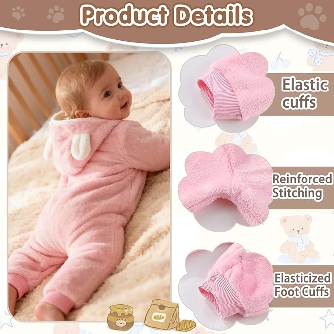 Fairy Baby Newborn Baby Bear Outfit Suit Thin Fleece Jumpsuit Romper Hooded Winter Clothes Snowsuit Coat Infant Girls Boys
