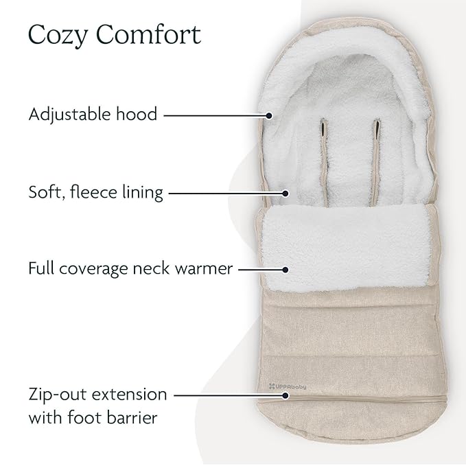 UPPAbaby CozyGanoosh Footmuff - Easily Attaches to UPPAbaby Strollers + RumbleSeat - Ultra-Plush, Weather-Proof - Winter Stroller Cover - Declan (Oat Mélange)