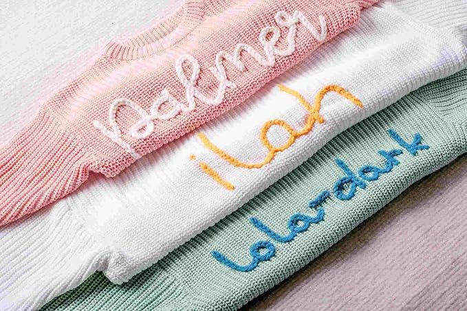 Personalized Baby Knit Sweater, Custom Baby Sweater with Hand-Embroidered Name and Monogram, Customized Unique Gift for Baby