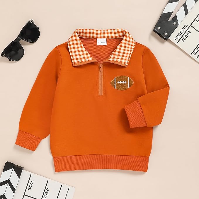 Toddler Boy Quarter Zip Collared Pullover Long Sleeve Fall Winter Baby Boy Clothes Outfit 12M-4T