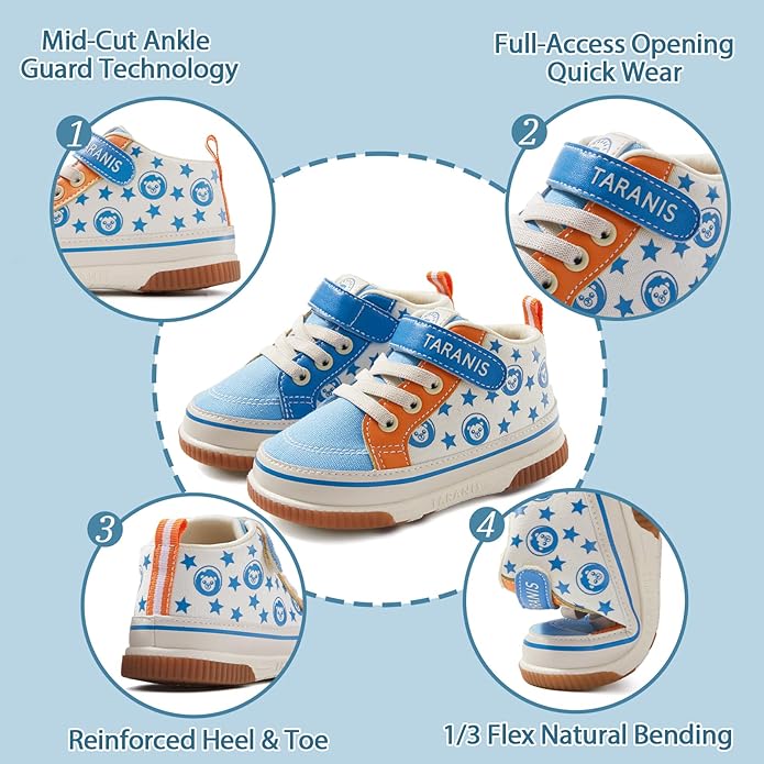TARANIS Baby Squeaky Shoes Walking Sneakers with On/Off Squeaker Switch Non-Slip First Walkers Soft Rubber Toe Breathable Mesh