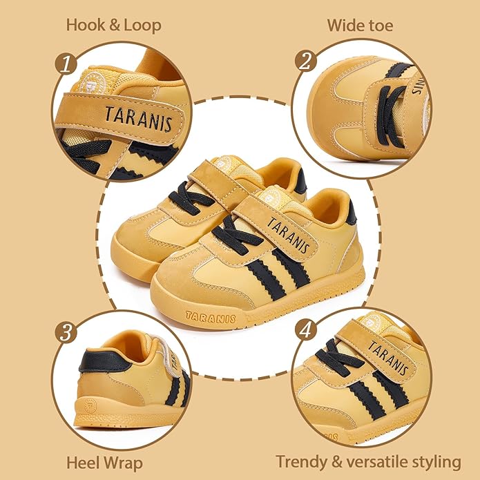 TARANIS Baby Shoes Toddler Sneakers - Wide Toe Box First Walker Shoes for Boys Girls, Easy Hook and Loop