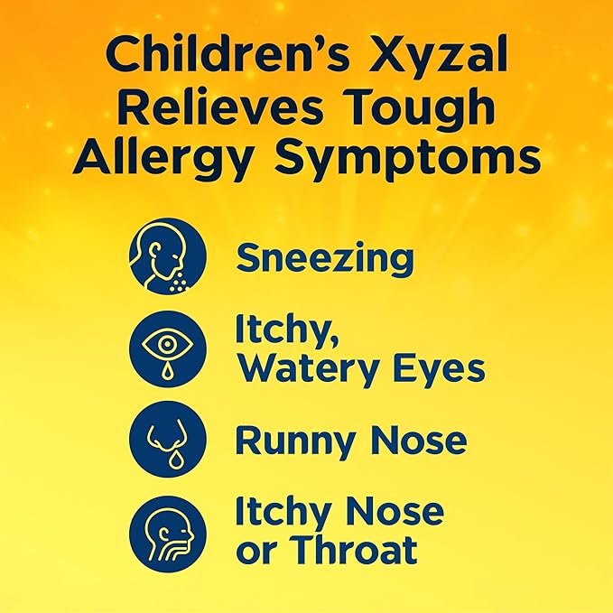 Xyzal Children's 24 Hour Allergy Relief Medicine for Kids, Levocetirizine Dihydrochloride Liquid Antihistamine, Grape, 10 Fl. oz.