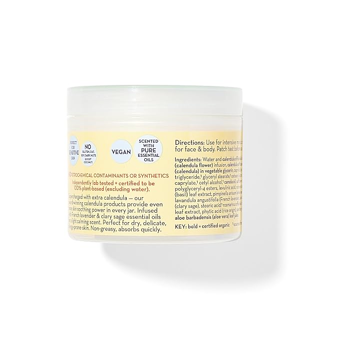 California Baby Calendula Cream | 100% Plant-Based Moisturizer | Lavender Baby Lotion | Face Moisturizer For Dry Skin | Hypoallergenic | 4 oz / 113g