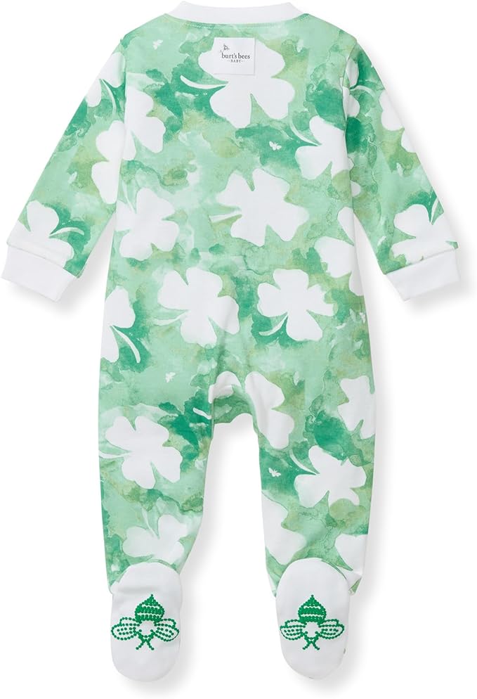 Burt's Bees Baby Boys Sleep and Play PJs, 100% Organic Cotton One-Piece Zip Front Romper Jumpsuit Pajamas