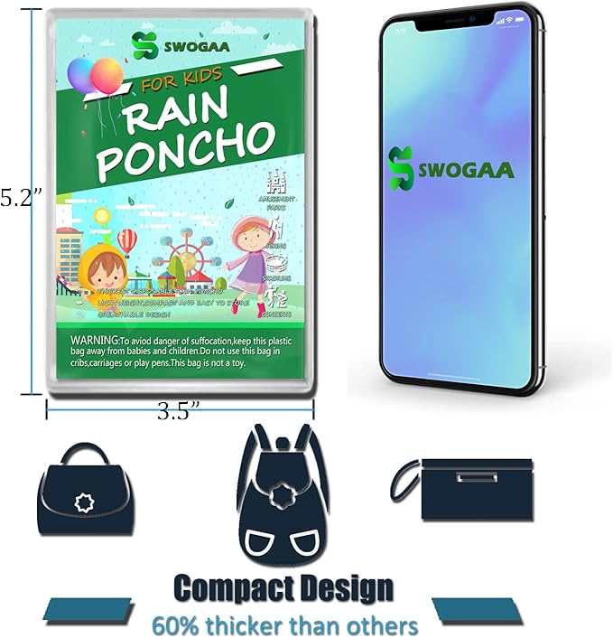 Disposable Rain Ponchos for Kids 6 Pack/Adults 10 and 6 Pack/Ponchos Family 6 Pack Extra Thicker Emergency Ponchos