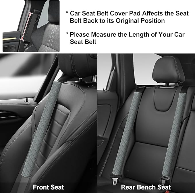 surpassme Car Seat Belt Pads Cover, 1 PC 25.5in Extra Length Seat Belt Shoulder Strap Covers Protector to Release Stress to Neck and Shoulder for a Safety Driving (Grey)
